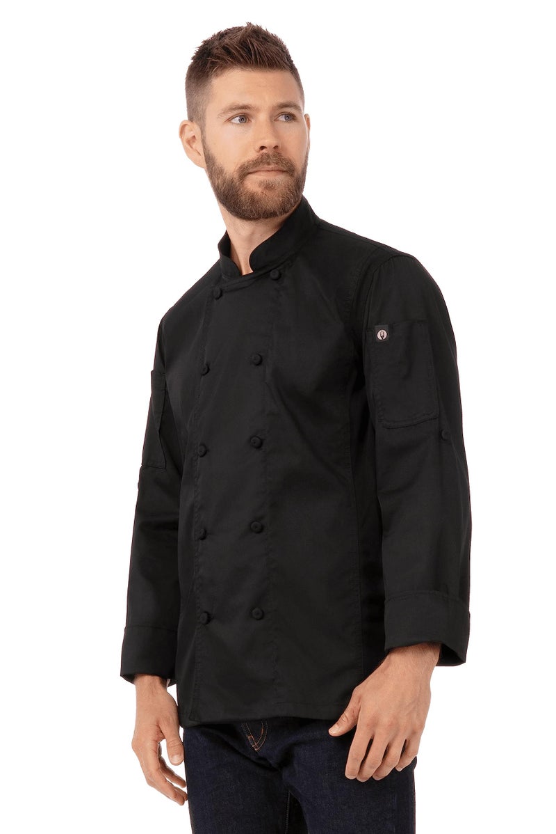 Chef Works Men's Bowden Chef Coat, Black, XX-Large - Image 1